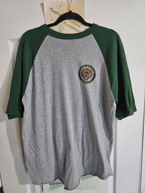 Loser Machine Gray & Green Baseball Tee with Tiger Patch Skateboarding Street